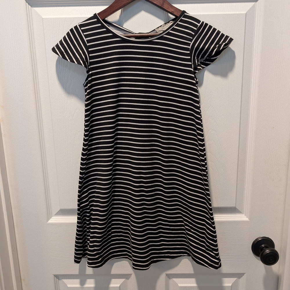 btween Black and White Striped Kids Dress